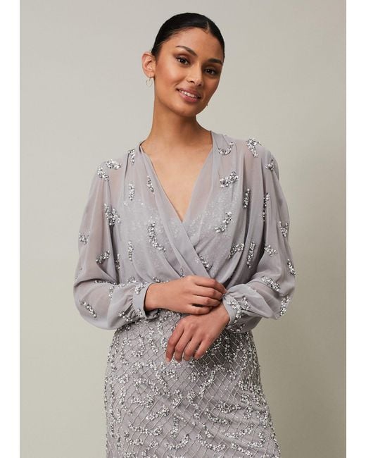 Phase Eight Gray 's Annette Beaded Cover Up