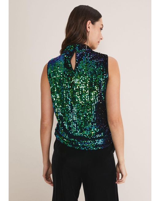 Phase Eight Black Tasha Sequin Sleeveless Top