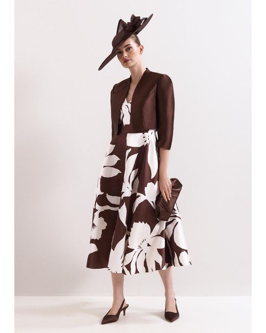 Phase Eight Brown Ariel Satin Twill Jacket