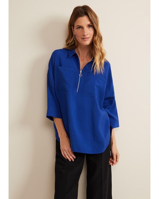 Phase Eight Blue 's Cynthia Zip Shirt