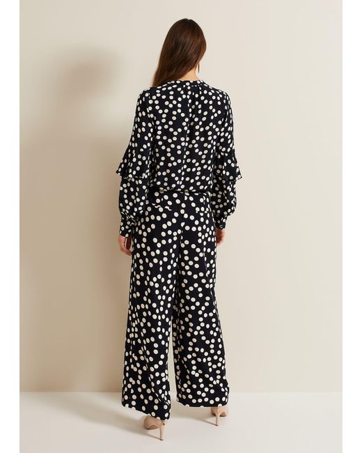 Phase Eight Natural 's Mairead Polka Dot Wide Leg Trouser
