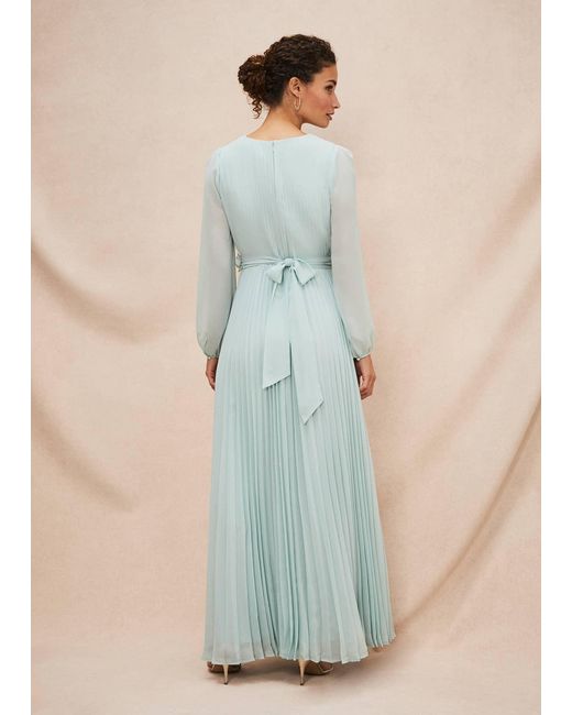 Phase Eight Blue Alecia Pleated Maxi Dress