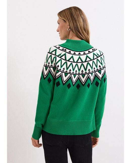 Phase Eight Green Karla Fair Isle Jumper
