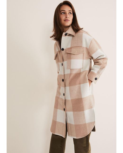 Phase Eight Brown Carla Checked Shacket
