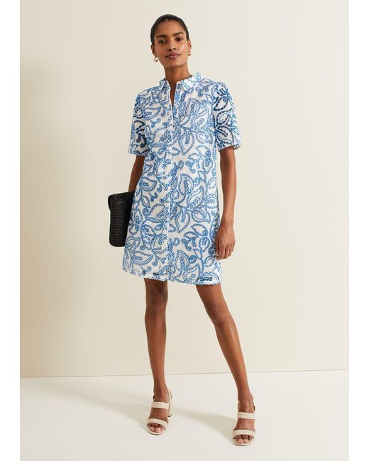 Phase Eight Blue 's Nicky Broderie Swing Dress