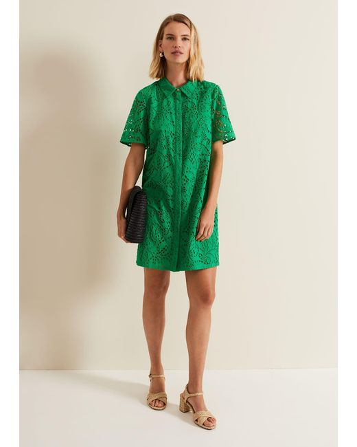 Phase Eight Green 's Nicky Broderie Swing Dress