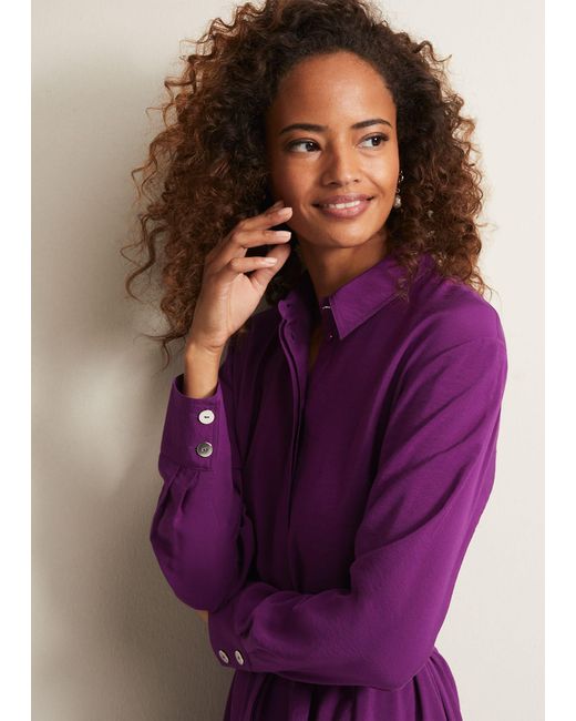 Phase Eight 's Jayden Purple Shirt Midaxi Dress