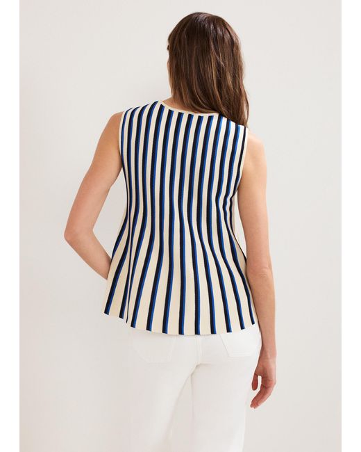 Phase Eight Blue Betsy Stripe Peplum Knit Top