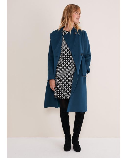 Phase Eight Blue 's Susie Collarless Wrap Coat