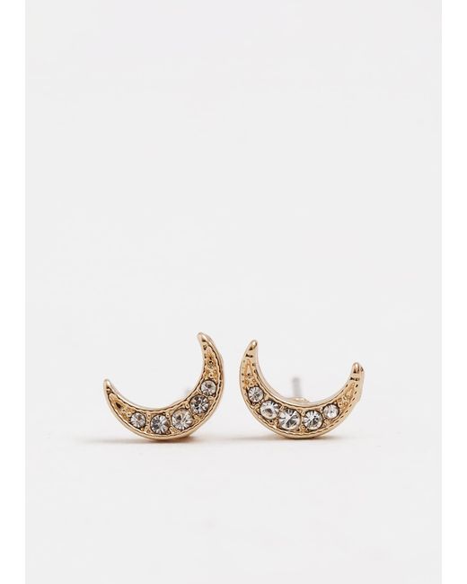Phase Eight White Mini Moon Stud Earrings