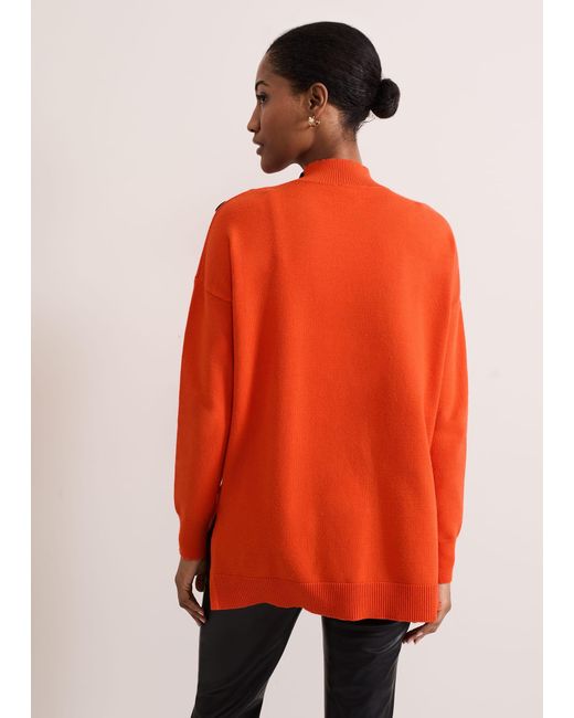Phase Eight Red Holly Button Neck Jumper
