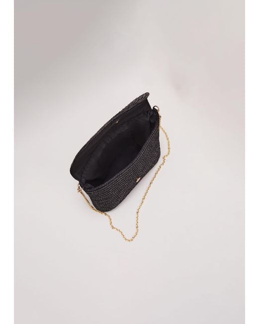 Phase Eight Black 's Oversized Straw Clutch Bag