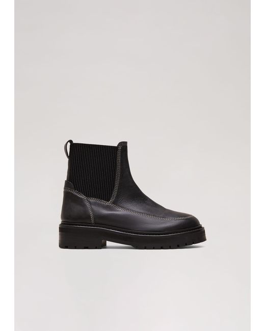 Phase Eight Black Feature Stitch Chunky Chelsea Boot