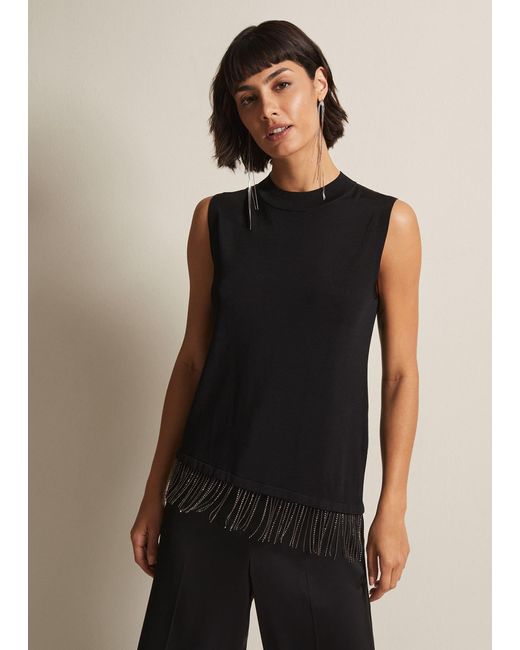 Phase Eight Black Alara Diamante Sleeveless Top