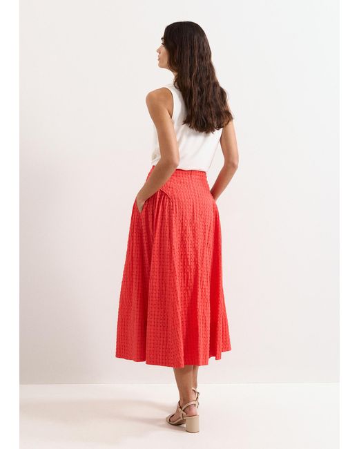 Phase Eight Red Carey Check A Line Skirt