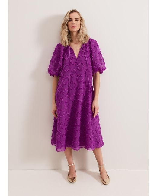 Phase Eight Purple Bella Textured Midi Dress