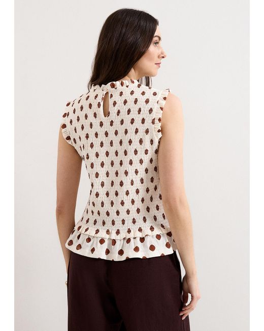 Phase Eight Brown Lenora Spot Sheered Sleeveless Top