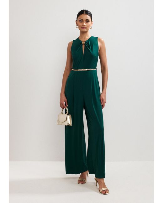 Phase Eight Green Alinda Jersey Trim Jumpsuit