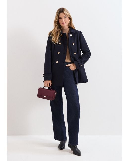 Phase Eight Blue Aurelie Wool Peacoat