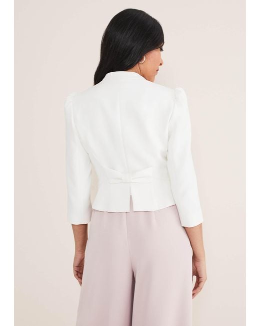 Phase Eight White Petite Isabella Bow Jacket