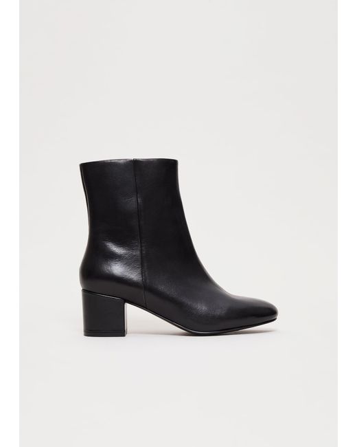 Phase Eight Black Leather Block Heel Ankle Boot