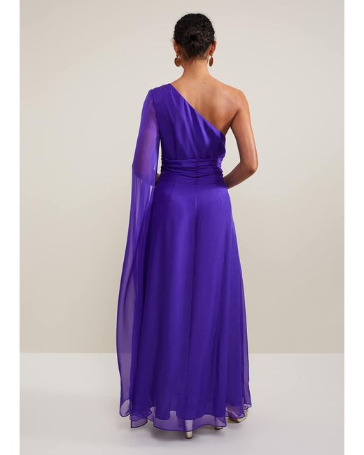 Phase Eight Purple 's Darby Silk One Shoulder Maxi Dress