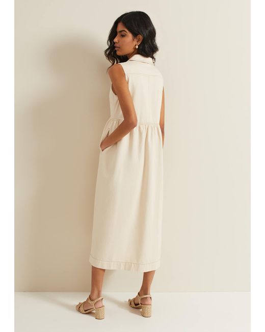 Phase Eight Natural Blakely Zip Denim Midi Dress
