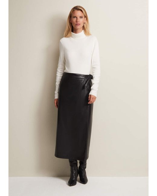Phase Eight Natural 's Noha Faux Leather Wrap Maxi Skirt