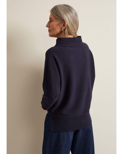 Phase Eight Blue Salima Funnel Neck Jumper