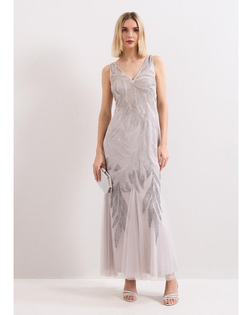 Phase Eight Reina Beaded Maxi Dress in Pink | Lyst UK