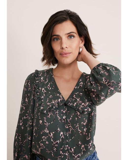 Phase Eight Multicolor Marble Collar Blouse