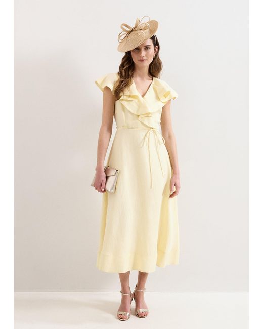 Phase Eight Natural Matilda Linen Blend Midi Dress