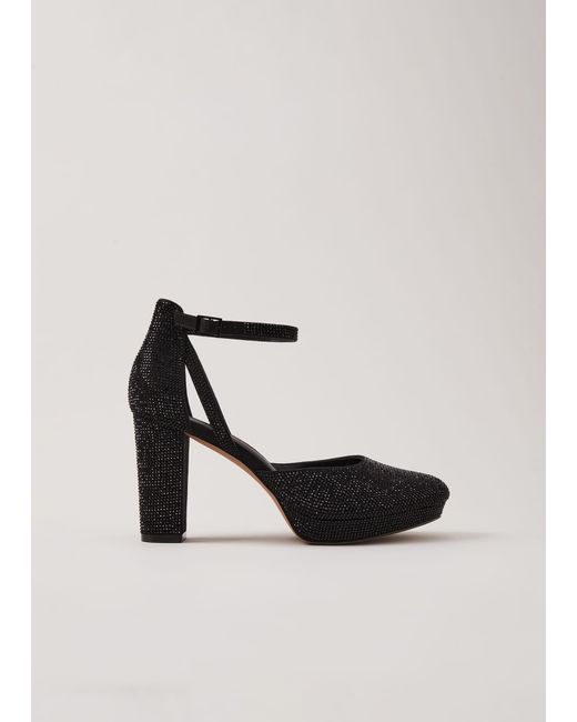 Phase Eight White Sparkly Platform Heels