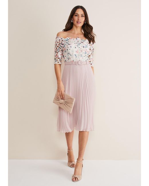 Phase Eight Natural 's Franky Floral Lace Midi Dress