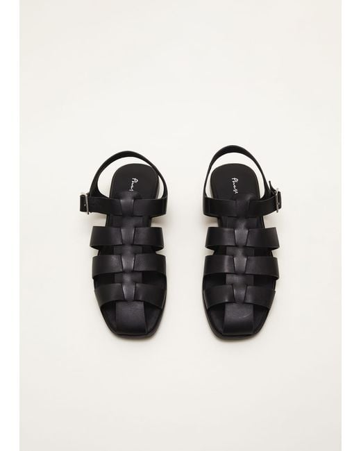 Phase Eight White Leather Chunky Strap Sandal