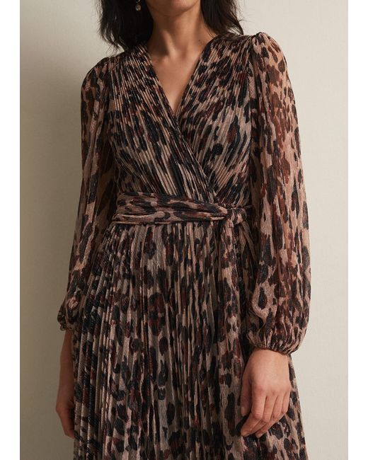 Phase Eight Natural 's Jovie Leopard Print Plisse Maxi Dress