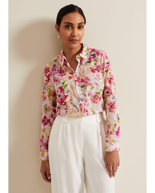 Phase Eight Multicolor 's Petite Maddelena Floral Print Shirt