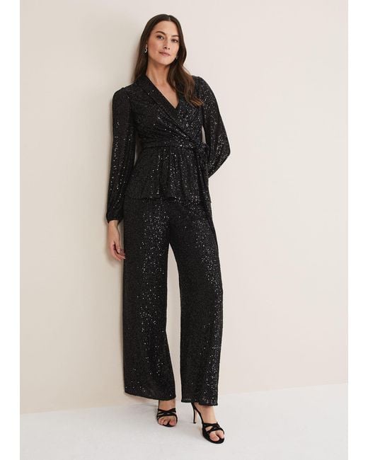 Phase Eight Black Florentine Sequin Trouser