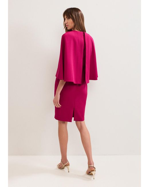 Phase Eight Pink Veronica Cape Belted Midi Dress