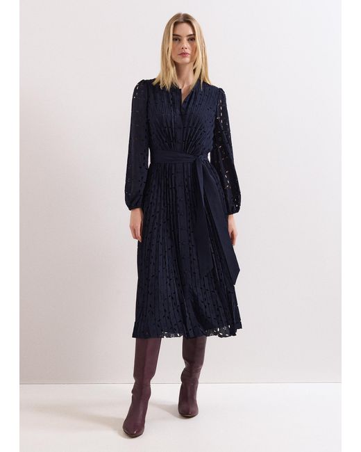 Phase Eight Blue Marina Laser Cut Midi Dress