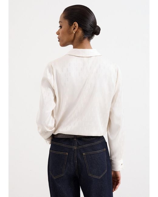 Phase Eight White Vega Jacquard Long Sleeve Shirt