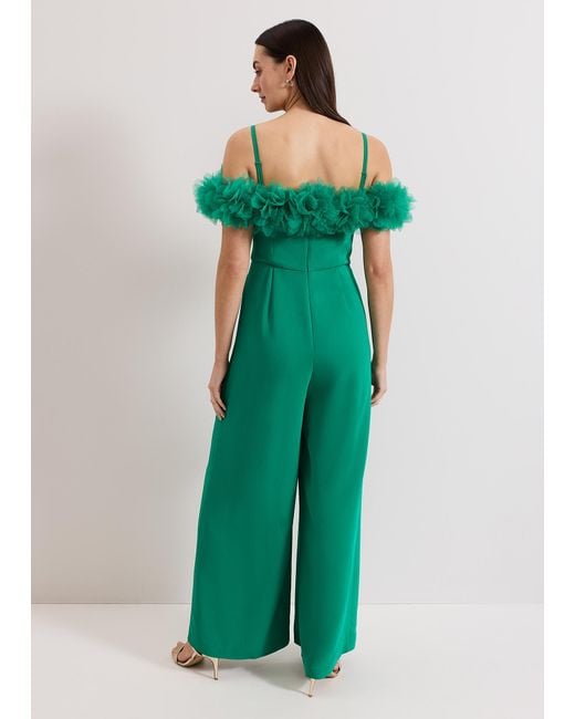 Phase Eight Green Imogen Corsage Off The Shoulder Jumpsuit