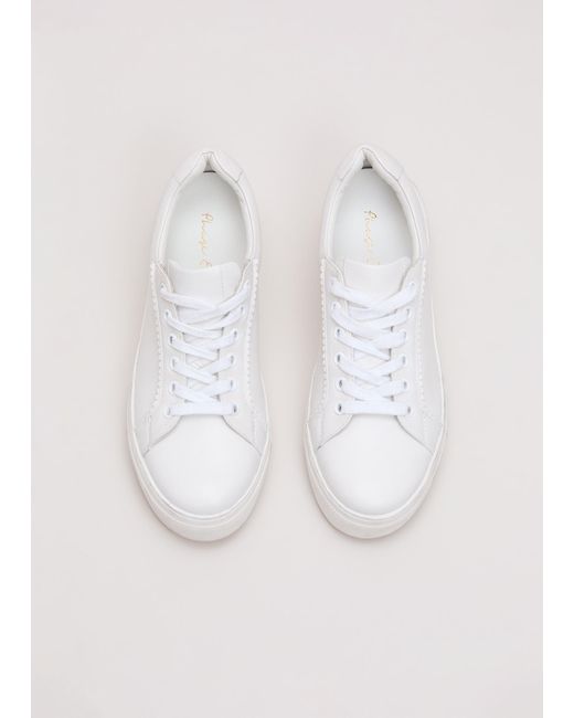Phase Eight White Leather Flatform Trainers