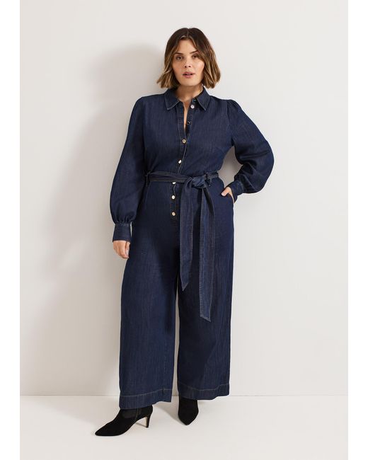 Phase Eight Blue Gemma Denim Collared Jumpsuit