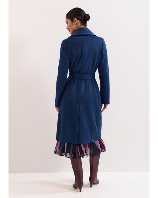 Phase Eight Blue Petite Nicci Wool Smart Coat