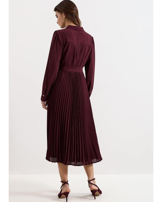 Phase Eight Red Ren Pleated Shirt Midi Dress