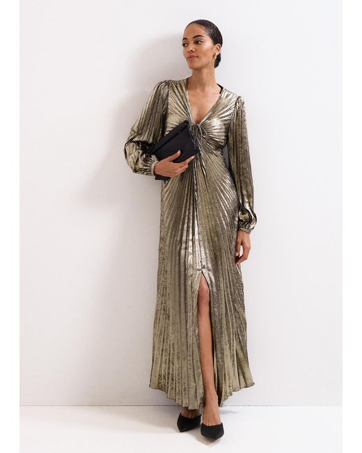 Phase Eight Brown Ellen Pleated Maxi Dress