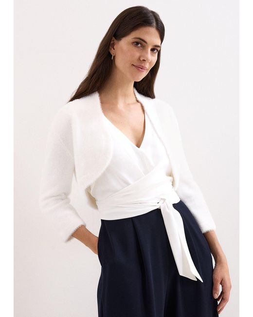 Phase Eight White Fay Fluffy Bolero