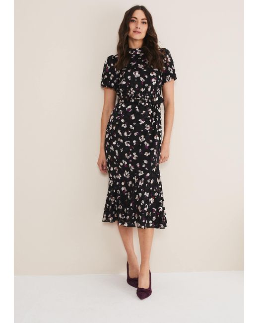 Phase Eight Natural Kensley Print Puff Sleeve Dress