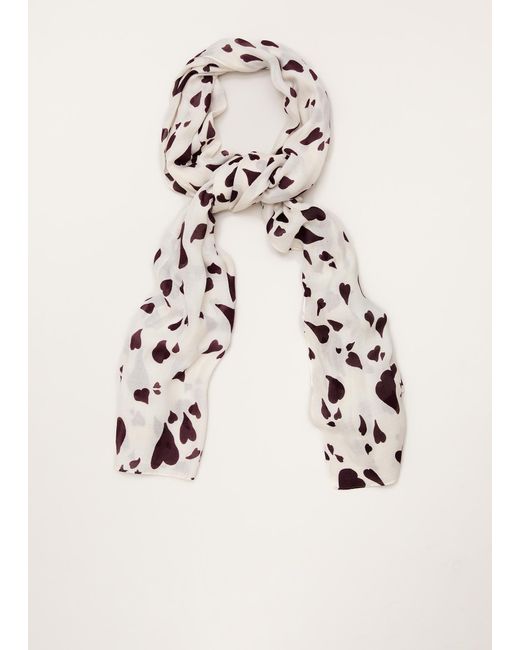 Phase Eight White Heart Print Scarf